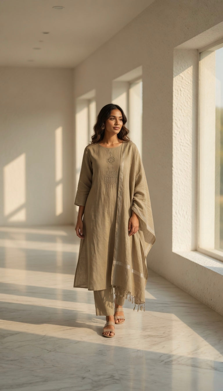 Olive serein linen set