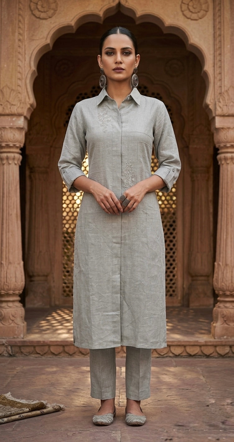 The Pearl Ash Linen Set