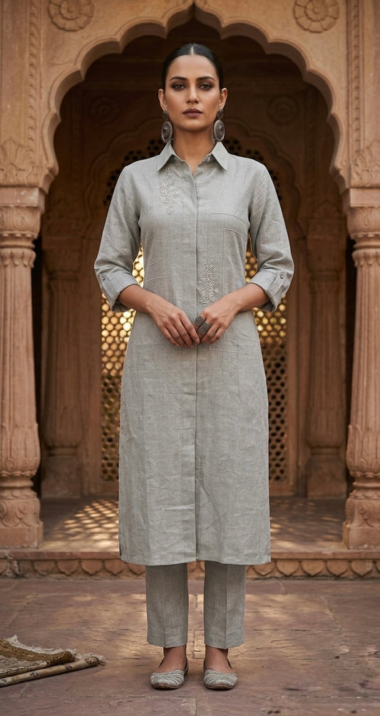 The Pearl Ash Linen Set