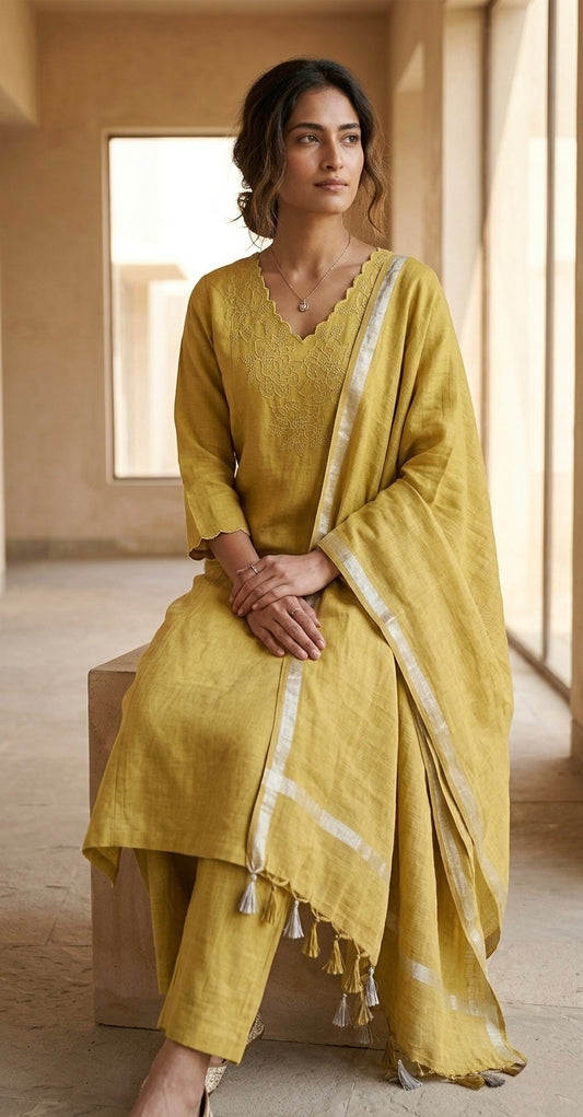 Sunlit Mustard Linen Drape