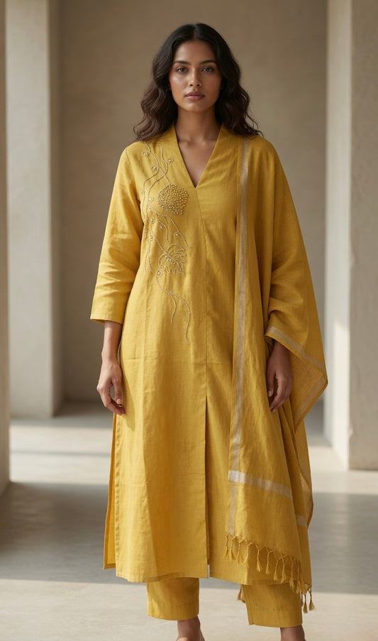 YELLOW LINEN SET