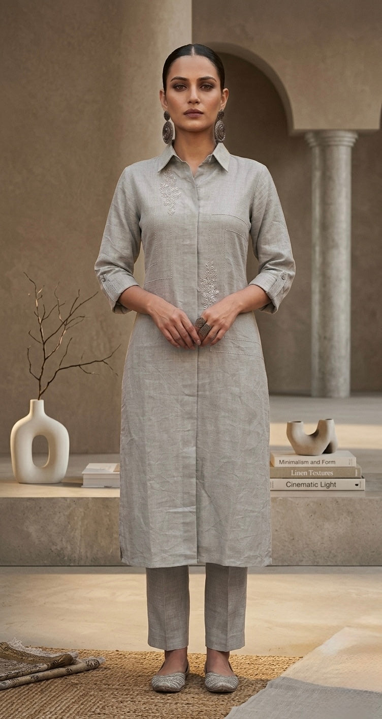 The Pearl Ash Linen Set