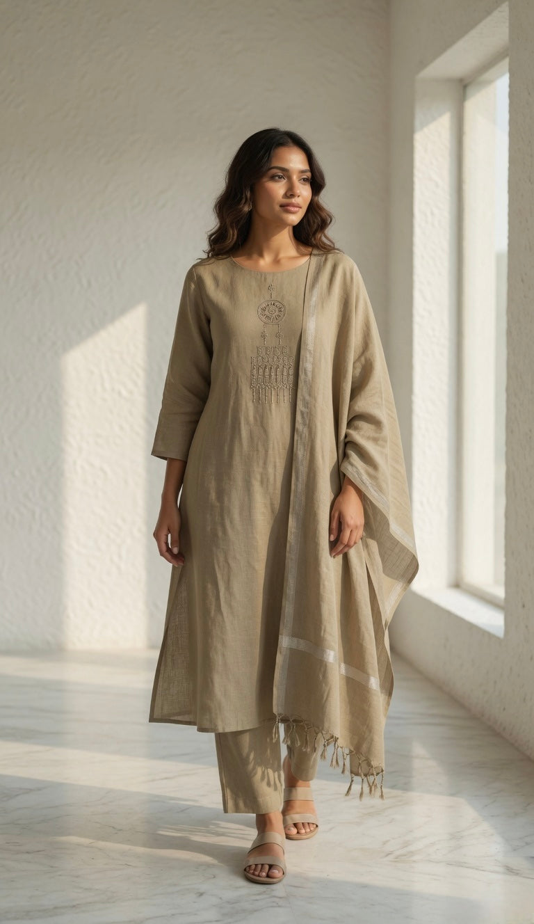 Olive serein linen set